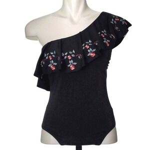 NWT La Vie en Rose Women's One Shoulder Floral Ruffle Swimsuit M